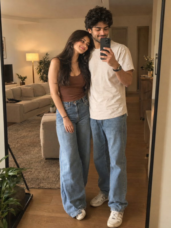 Apartment Mirror Selfie Couple AI Photo Prompt result