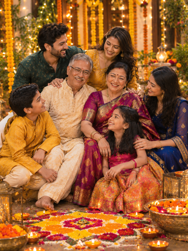 Diwali Family Portrait AI Photo Prompt result