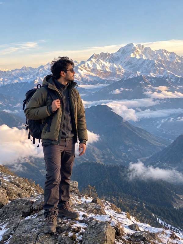 Himalaya Solo Traveler Portrait AI Photo Prompt result