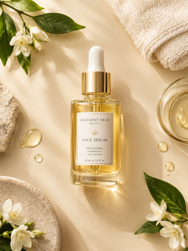 Skincare Serum Flat-Lay AI Photo Prompt result